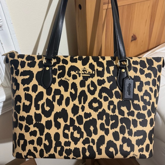 🐆Coach Gallery Tote Bag With Leopard Print - Picture 6 of 10